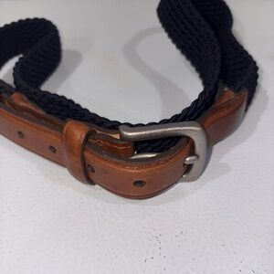 ORVIS BELT Navy blue braided with honey leather ends men’s golf preppy size 36